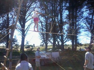 Farm Girl negotiates the Scout's Burma Bridge