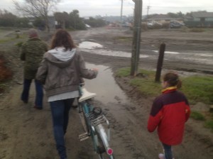 Walking to School on a Rainy Day